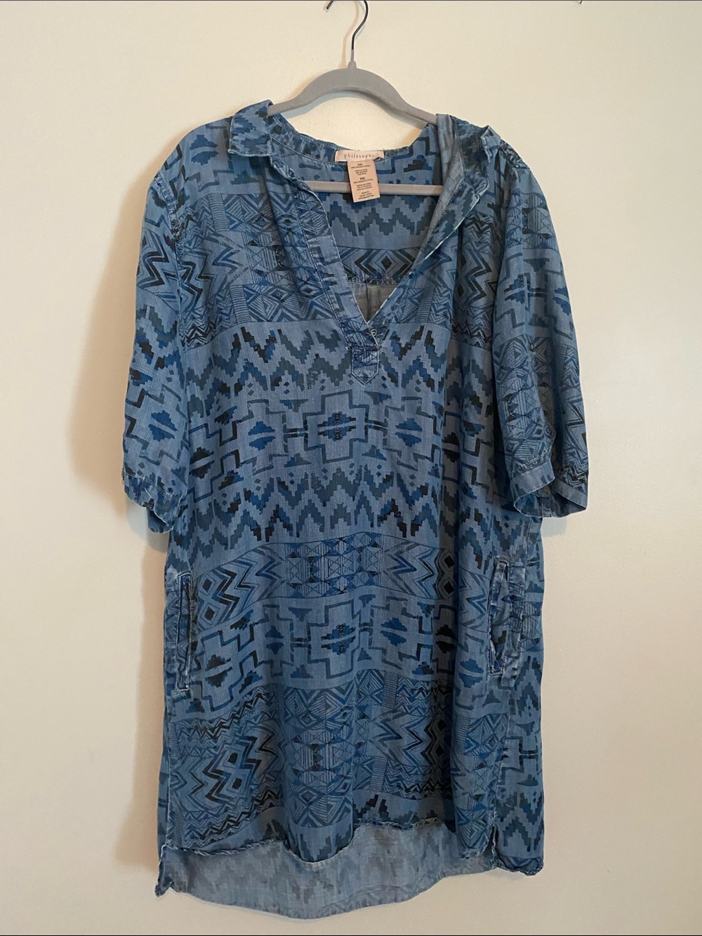 Philosophy Blue Patterned Tunic Dress